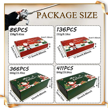 411/366/136/86Pcs of Christmas fishing lure set with storage box,  which is common in salt water and fresh water