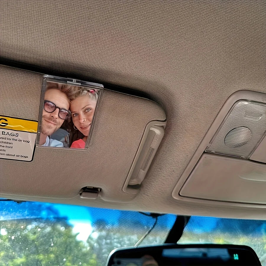 1pc Custom Sun Visor Photo Clip Scratch Resistant Personalized Photo Frame Tool-Free Installation No Charging Required