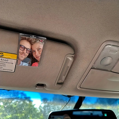 1pc Custom Sun Visor Photo Clip Scratch Resistant Personalized Photo Frame Tool-Free Installation No Charging Required