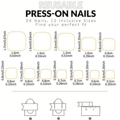 24pcs French Fake Toenails Pink Gradient Full Cover Short Square Toe Nails Foot Nails Tips for Women Girls