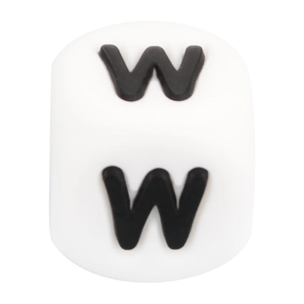 Lofca 100Pcs 12MM Silicone Letter Beads Silicone Beads Loose Beads Food Grade DIY Bracelet Necklace Pacifier Chain Accessories