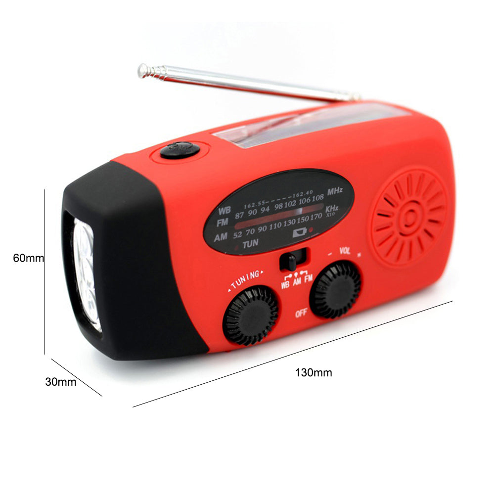 Solar Hand Crank Powered Camping Light With AM/FM Radio Outdoor 2000mAh USB Charging Multifunctional Hand Dynamo LED Flashlight