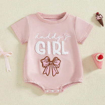 Daddy s Little Princess Father s Day  with Floral Embroidery and Ruffle Sleeves for Baby Girls