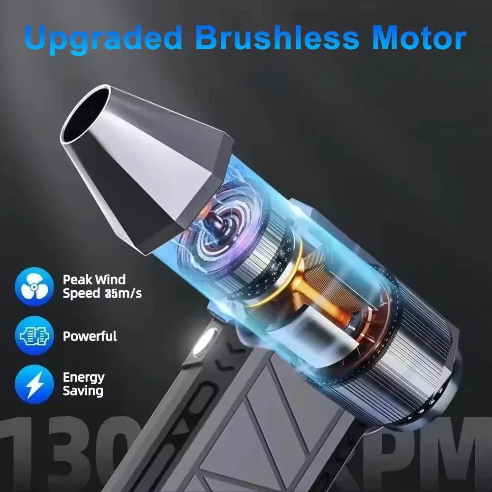 130000 RPM  Fan Electric Air Blower Brushless Motor High-Speed Violent Fan 52m/s Overheat Protection 4000mAh Battery