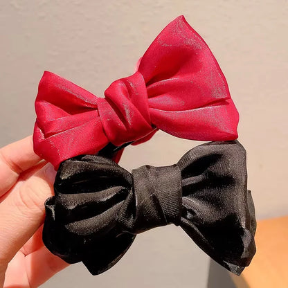 1pcs/2pcs/3pcs Solid Color Shiny Mesh Bow Hair Clip for Woman Fashion Girl Meatball Head Hair Clip Grab Clip Hair Accessories