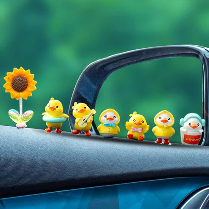 1Set Cartoon Resin Little Yellow Duck Model Car Center Console Decor Cute Car Ornaments Auto Interior Dashboard Accessories