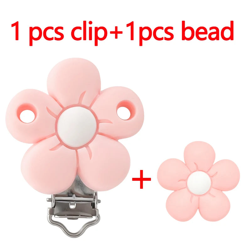 1/3/10pcs Silicone Flower Pacifier Clips Food Grade Teethers For Baby DIY Baby Soother Nursing Pacifier Chain Accessories