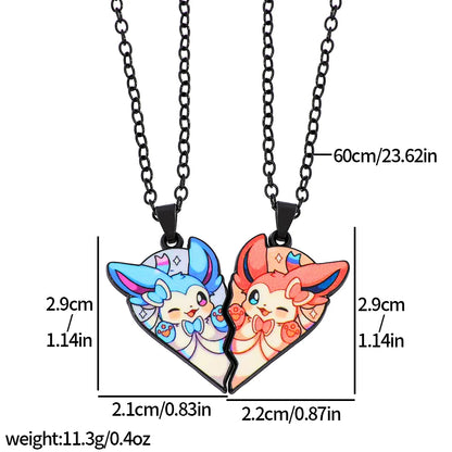 2pcs Eevee Umbreon Espeon Sylveon Jolteon Flareon Necklace Cute Anime Game Charm Jewelry Metal Pendant for Collection