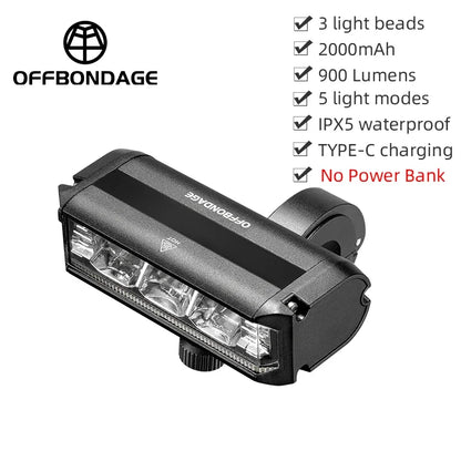 OFFBONDAGE Bicycle Light Front  Bike Light Waterproof Flashlight USB Charging MTB Road Cycling Lamp Accessories