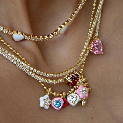 Y2K fashion heart-shaped flower colored lip pendant, suitable for DIY necklaces, bracelets, keychains, bag buckles