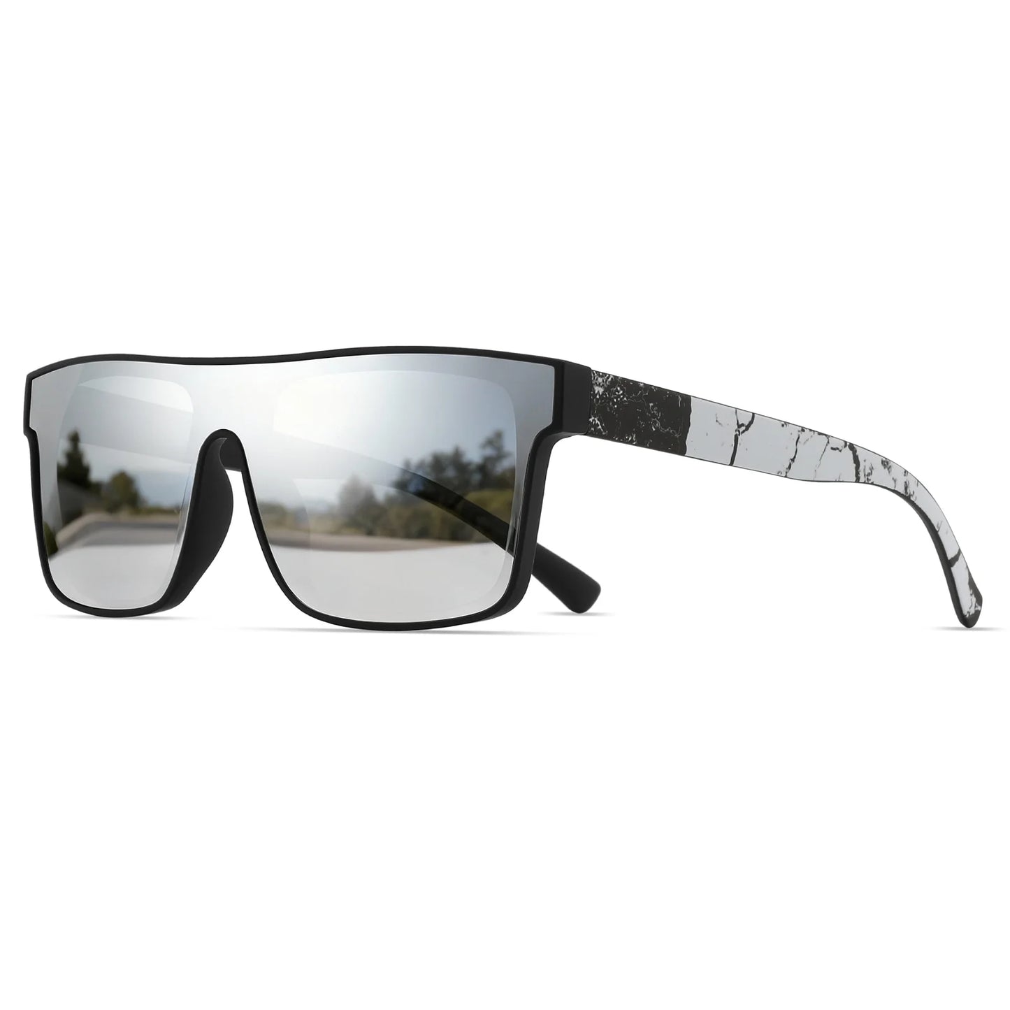 Classic Square Fashion Sports Sunglasses - Patterned Temples, Unisex for Cycling, Hiking, Travel - Perfect Gift