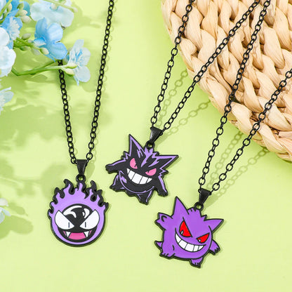 Gengar Cosplay Pendant Necklace - Anime Charms Jewelry for Women Men Kids Chain Choker Perfect Party Gift