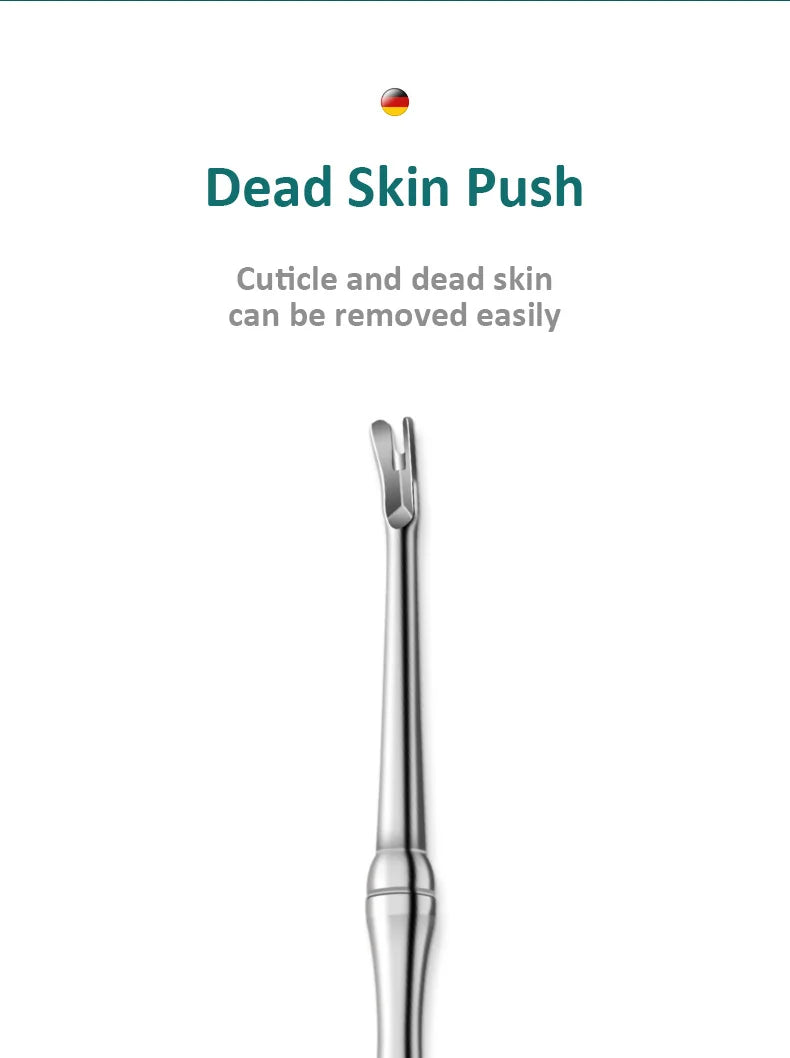High Quality Cuticle Remover Dead Skin Pusher Surgical Grade Stainless Steel Nail Art Manicure Tool Scraper Nail Cleaner Trimmer