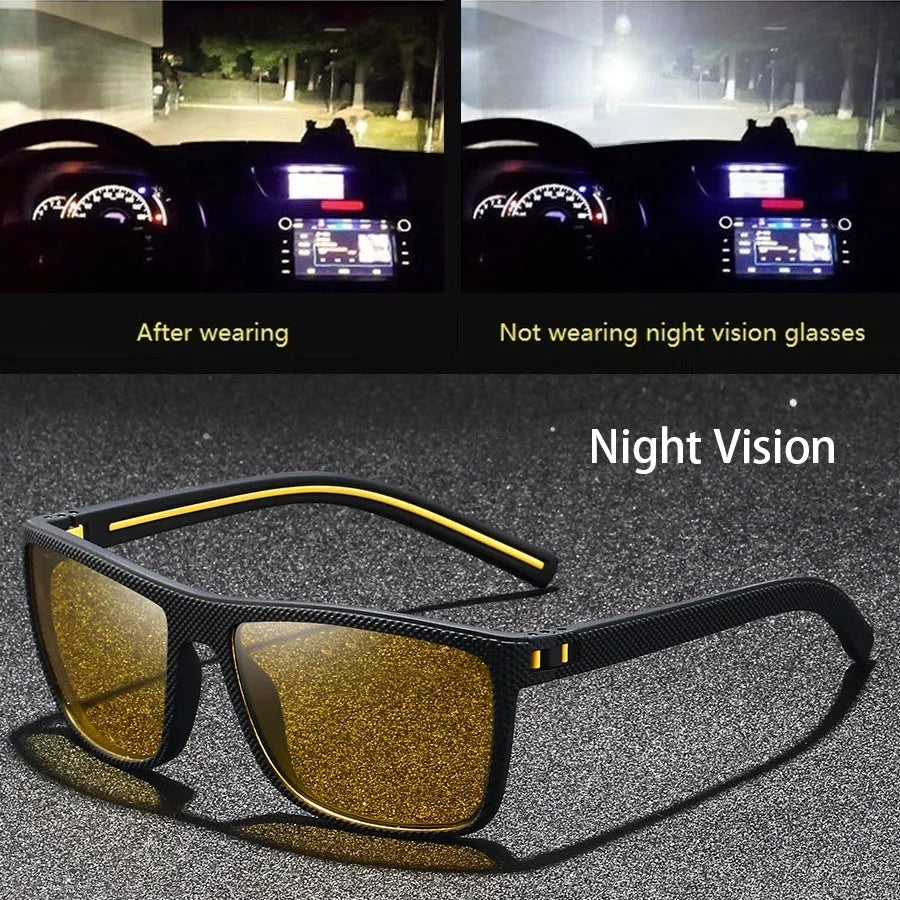 Fashion Vintage Square Frame Unisex Night Vision Glasses Reduce Visual Fatigue Lenses Anti-Glare Anti reflective UV400 Eyewear