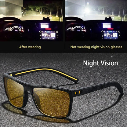 Fashion Vintage Square Frame Unisex Night Vision Glasses Reduce Visual Fatigue Lenses Anti-Glare Anti reflective UV400 Eyewear