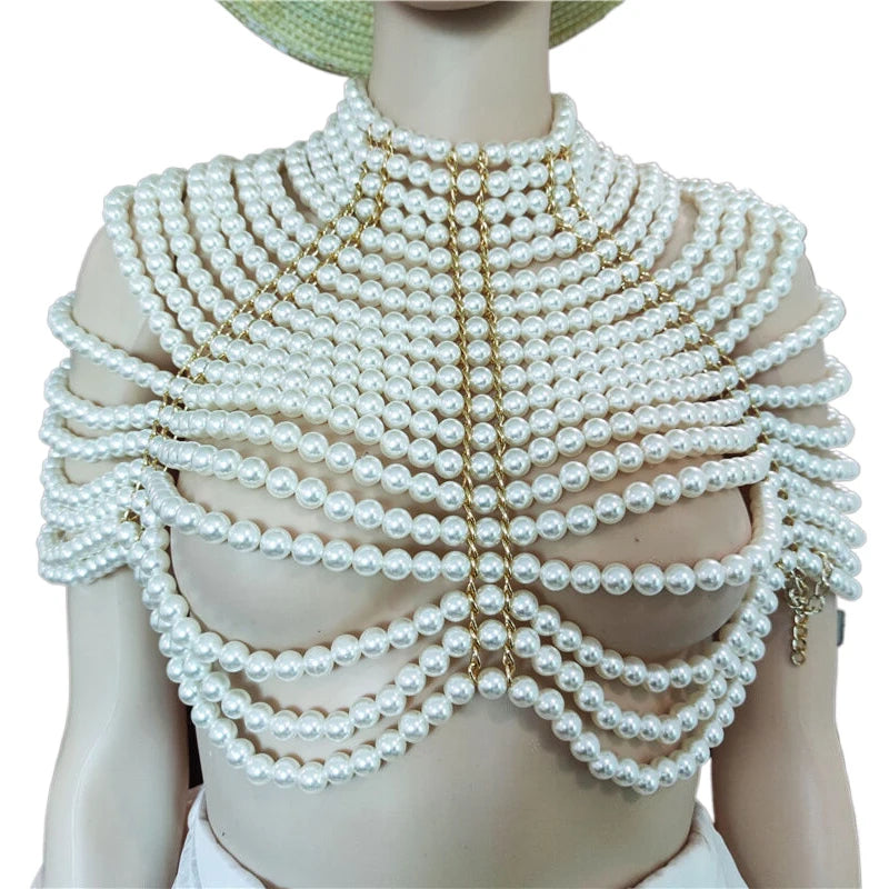 Punk Pearl Women's Tank Top Gothic Blouse Oversized Bubble Beads Handwoven Shawl Accessories Festival Crop Top Wholesale OEM
