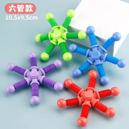1pcs Fidget Spinner Toys Pop Tube Sensory Toys Suction Cup Games Plastic Transformable Stress Relief Adult Gifts