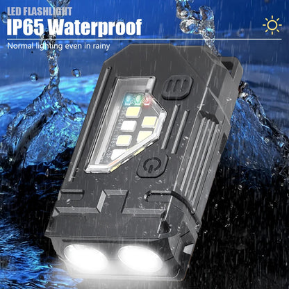 MINI USB Rechargeable LED Flashlight Portable Tail Magnet Work Light Super Bright Camping Lantern Side COB Emergency Torch Light