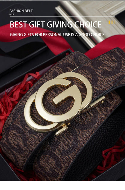 High Quality 3.4cm Leather Business Men High-Quality Designer Male Buckle Strap Jeans Accessory
