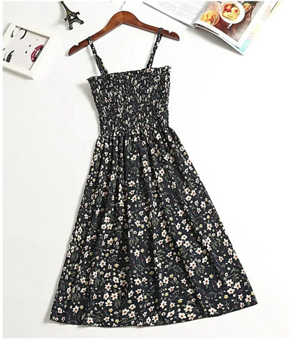 Summer Chiffon Camisole Sleeveless Dress Women Mini Dresses Fashion Elastic  Waist Casual Spaghetti Strap Dresses Vestidos Girls