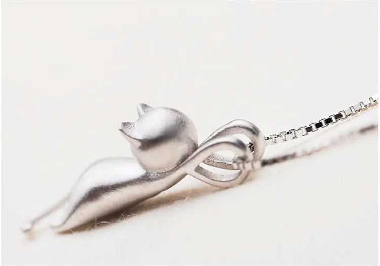 Popular 925 Sterling Silver Jewelry Fashion Simple Animal Cute Kitty Clavicle Chain Pendant Cat Necklaces XL003