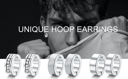1 Pair/9 Pairs Non-Piercing Earrings Stainless Steel Clip On Hoop Earrings For Men Women Paved CZ Ear Clip Earrings Set