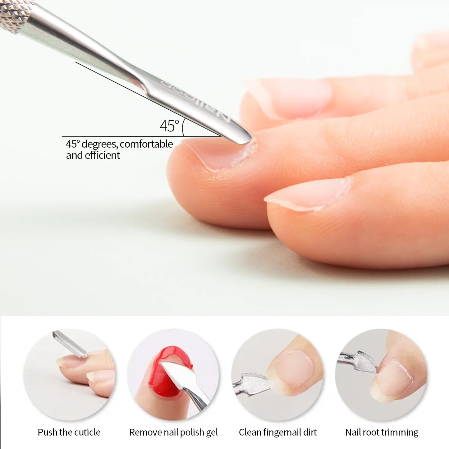 Nailpop Nail Cuticle Scissors Stainless Steel Manicure Pedicure Trimmer and Pusher Silver Dead Skin Scissor Nipper Clipper Tool