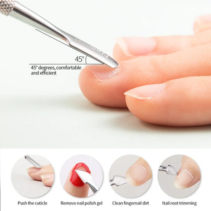 Nailpop Nail Cuticle Scissors Stainless Steel Manicure Pedicure Trimmer and Pusher Silver Dead Skin Scissor Nipper Clipper Tool