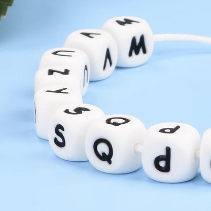 Lofca 100Pcs 12MM Silicone Letter Beads Silicone Beads Loose Beads Food Grade DIY Bracelet Necklace Pacifier Chain Accessories