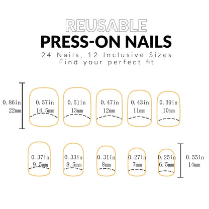 ARTAUG 24PCS Press On Nails Medium White Square Press On Nails Sweet Press On Nails korean press on nails