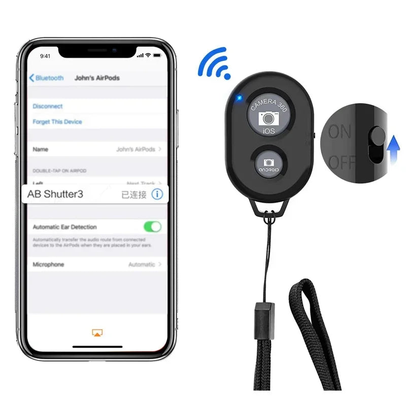 Bluetooth Camera Remote for Smartphones Wireless Control Compatible with iPhone Android for Photos Videos Clicking