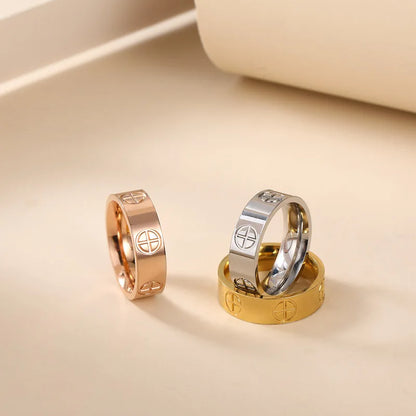 Fashion Classic Cross Stainless Steel Rings For Women Men Gold Color Luxury Jewelry Wedding Gift