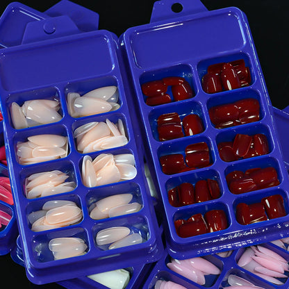 120Pcs Wine Red Almond Press On Nails Full Coverage Fake Nail Tip False Fingertips for Dating/Party Women Manicure Extension Tip