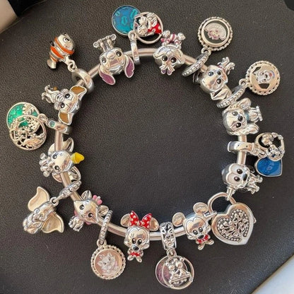 Hot Sell MINISO Disney 925 Sterling Silver Animals Mobilization Charms Beads Hot Original Bracelet DIY Jewelry Women Pendant