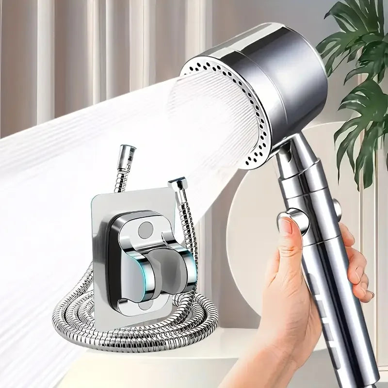 New High Pressure Water Saving Filter Shower Head 5 Modes Handheld Shower Head One Button Stop Bathroom Accessories Set