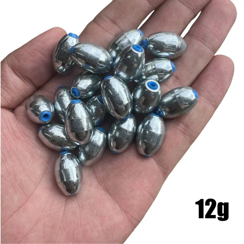 10pcs/Lot Alloy Hollow Olive Fishing Sinkers 3g/4g/5g/6g/7g/8g/9g/10g/12g/15g Carbon Steel Fishing Weights Fishing Accessories