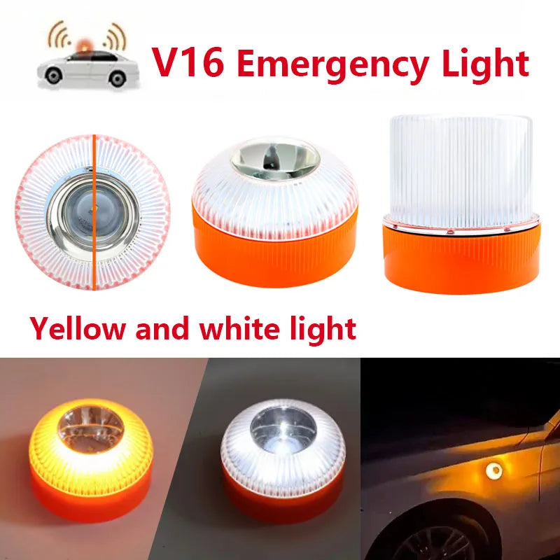 Led Car Emergency Light V16 Explosion Flashing Light Magnetic Induction Strobe Flashing Warning Light Safety Accessory