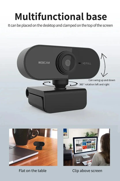 Webcam with Microphone, USB Computer Camera for Video Calls, Zoom, Teams, Streaming, Plug and Play for PC, Mac