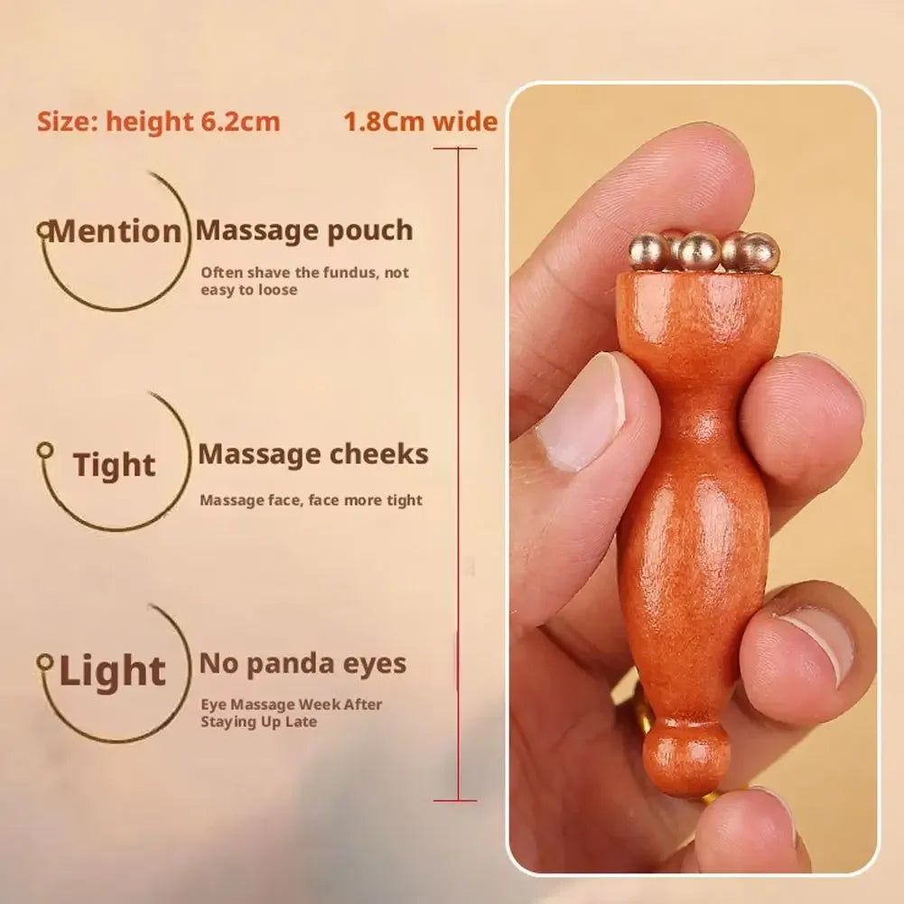 Contour Brush,Lymphatic Contour Facial Brush&Brass Lotus Eye Massage Stick Sandalwood Face Eye Meridian Acupressure Massage Tool