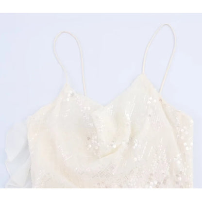 MUJER 2025 Sequin Mini Dress Woman Sexy Slip Party Dresses for Women Summer Backless Women's Dress Straps Beach Short Dresses