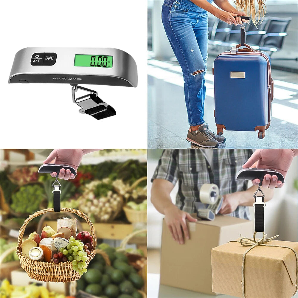 50kg Hanging Baggage Scale Digital Luggage Scale LCD Display Portable Suitcase Weighing Scale Travel Luggage Weight Scale