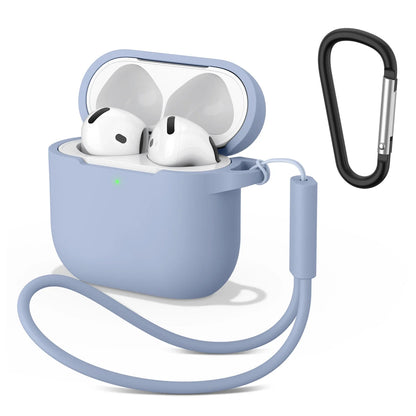Soft Silicone Cases For Apple Airpods 4 Wireless Bluetooth Headset Cover For Air Pods 4 Protective Case With Lanyard Carabiner
