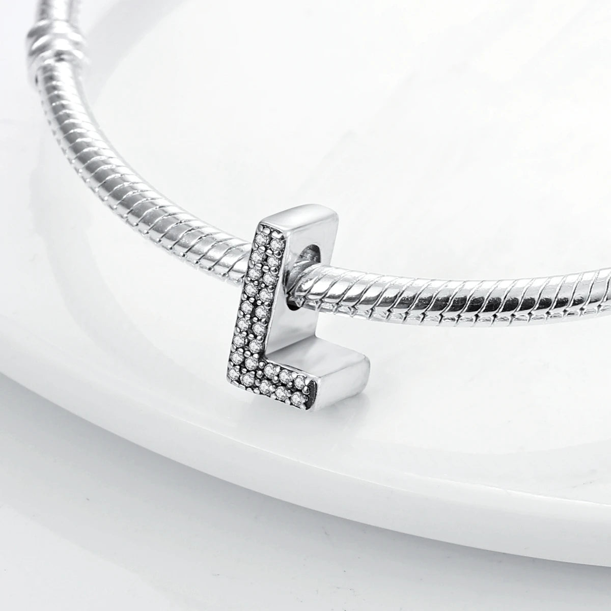 Original 925 Sterling Silver 26 Alphabet Letters Sparkling Zircon Charms Pendant Beads For Women Fine DIY Birthday Jewelry Gifts