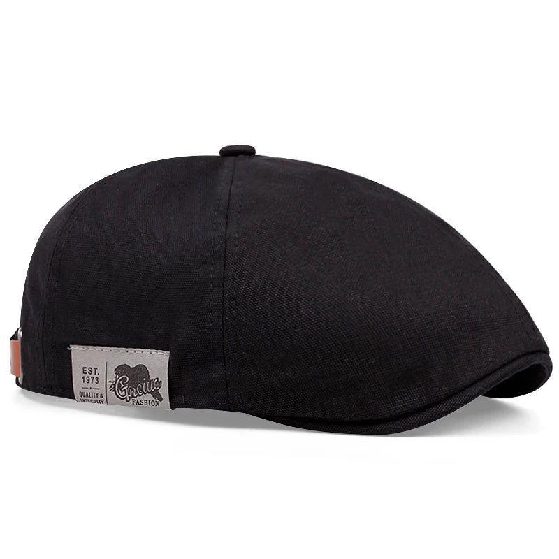2024 New Men's Vintage Linen Fashion Hip Hop Solid Beret Side Label 1973 Women's Hat Vintage Beanie Crowd Style Sun Beret