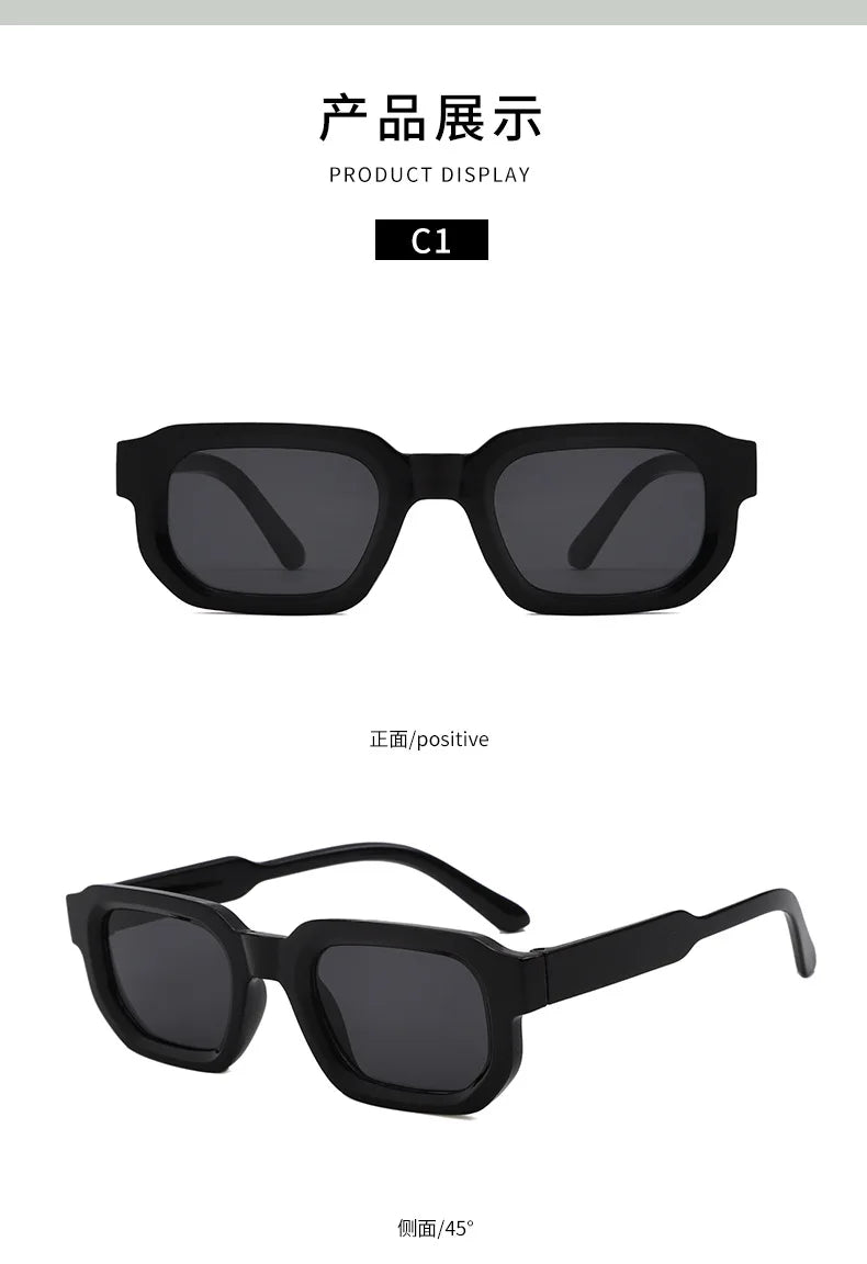 New Retro Rectangular Frame Sunglasses - Fashionable Retro Sunglasses With Uv400 Protection3007
