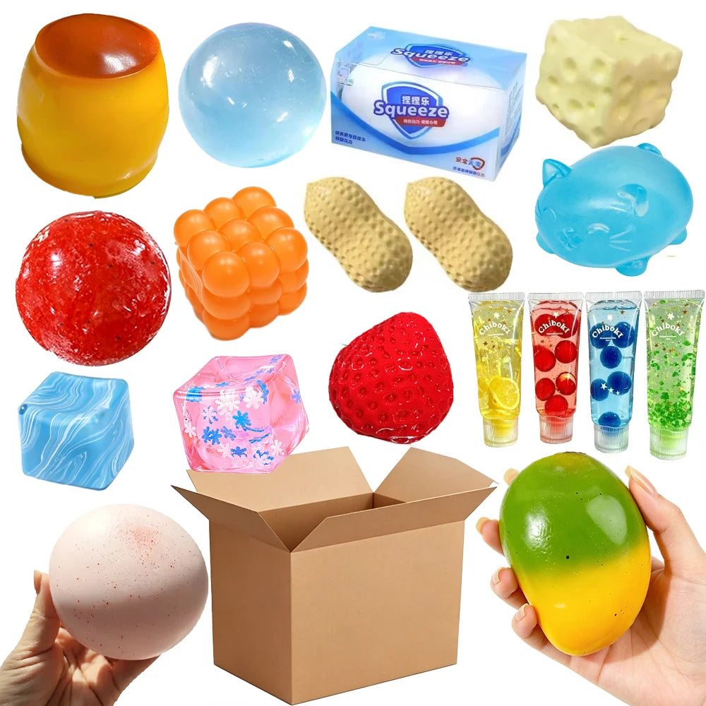 Hot Fruit Stress Ball Squishy Squeeze Ball Squishy Cheese Peanut Soft Block Feel Fidget Toy ASMR Sensory Anti Stress Ball Adults