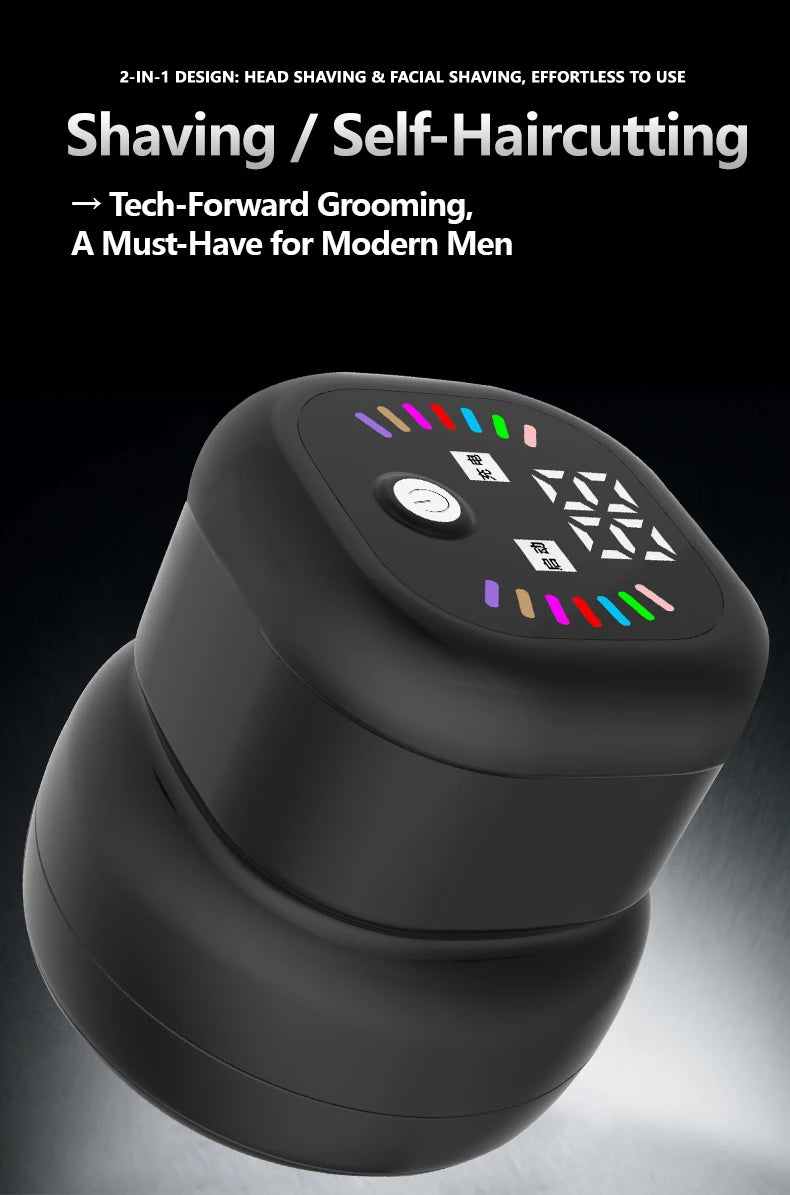 Multi-functional Electric Shaver with Automatic Haircutting, Shaving, Charging, Portability, and Push-Scissor Features