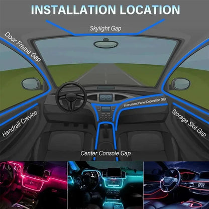 2/3/4/5M RGB Car Interior Atmosphere Light Ambient LED Light Strip USB Fiber Optic Atmosphere Lamp Support APP Wireless Control