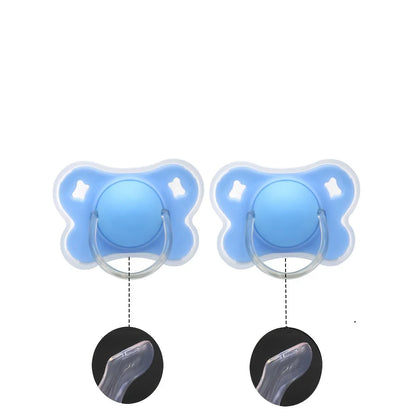 2pcs/pack Butterfly-shape Baby Pacifier Soother with Cover for Daily Use(Cherry Round Nipple) and Night Use(Thumb Nipple)