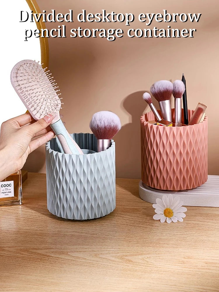 360 Rotation Large Capacity Makeup Brush Bucket Lipstick Eyebrow Pencil Eye Shadow Brush Storage Cartridge Portable Brush Storag